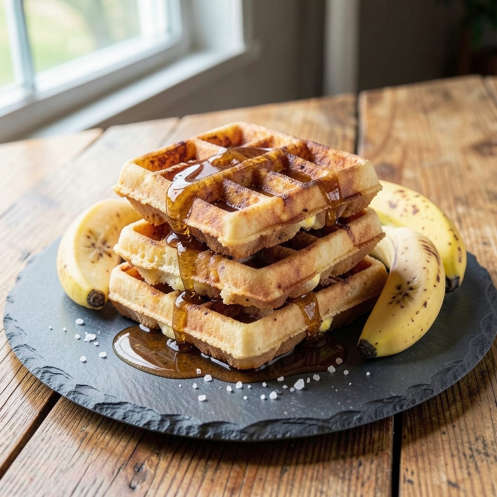 Banana Egg Waffles Recipe: Fluffy Stacks With Runny Yolk Magic