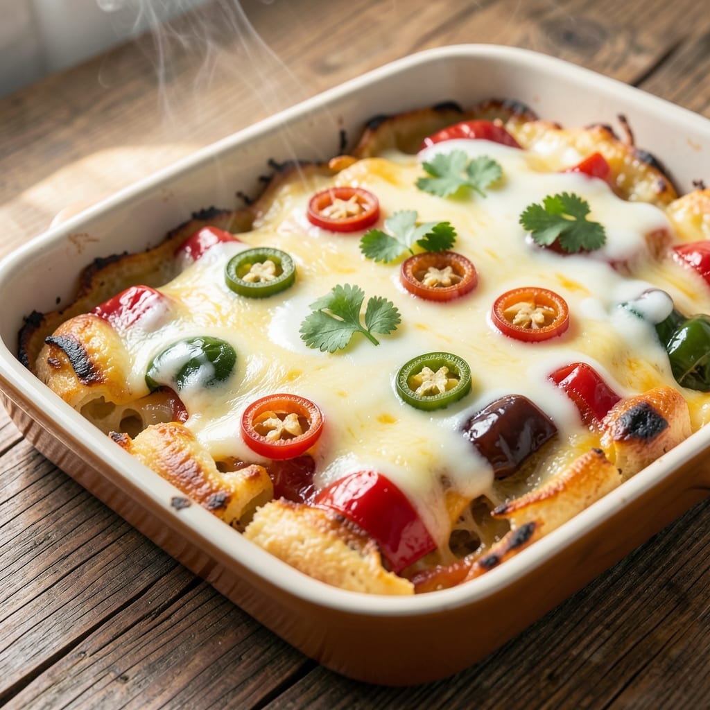 Cheesy Southwest Egg Bake Recipe: Crispy Top, Melty Cheese, and Spiced Scrambled Hearts