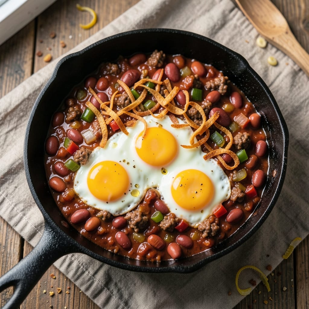 Chili Egg Bake Recipe: Smoky Chili and Silky Eggs in One Pan