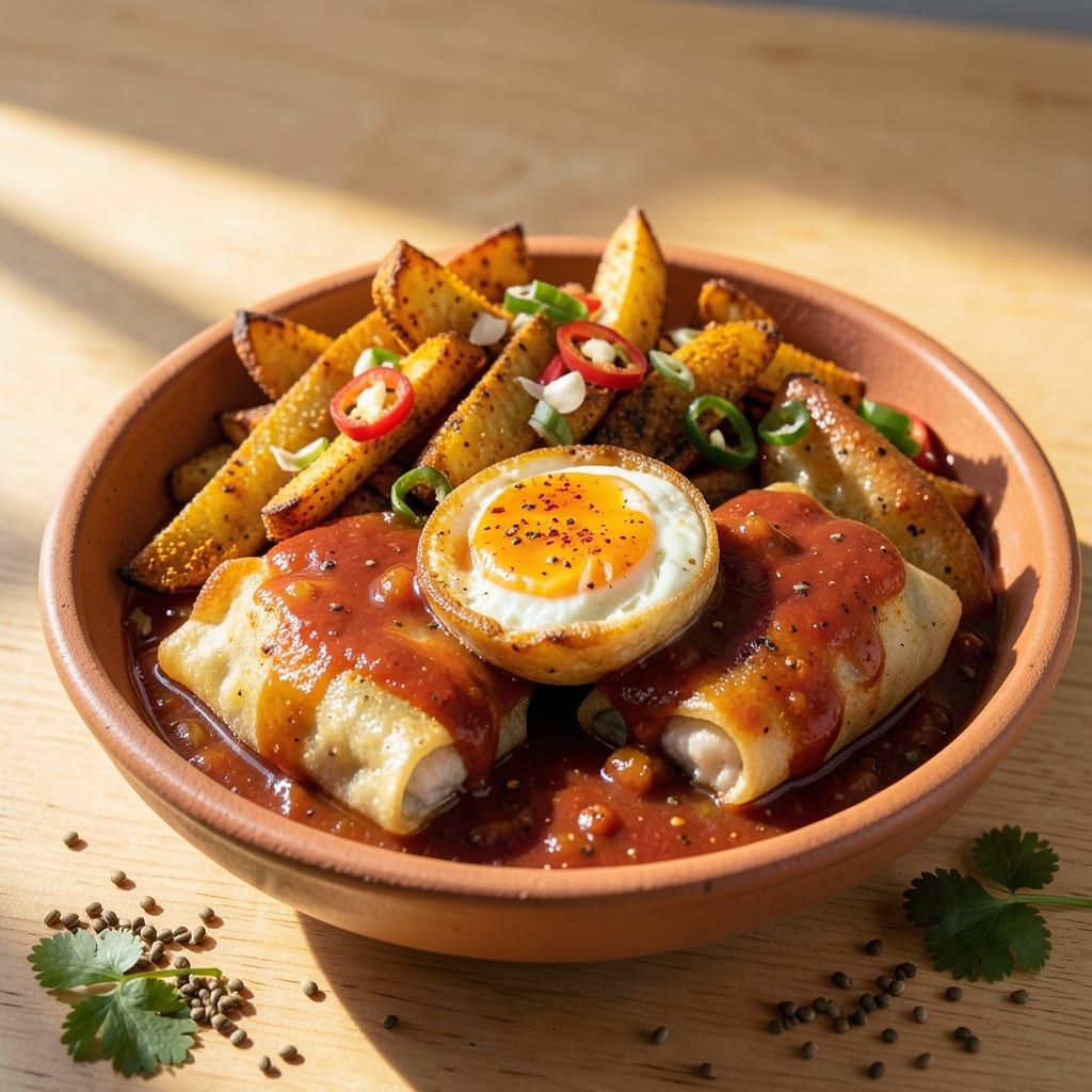 Chatpata Egg Recipe: Spiced Scramble With Crispy Wonton Crunch