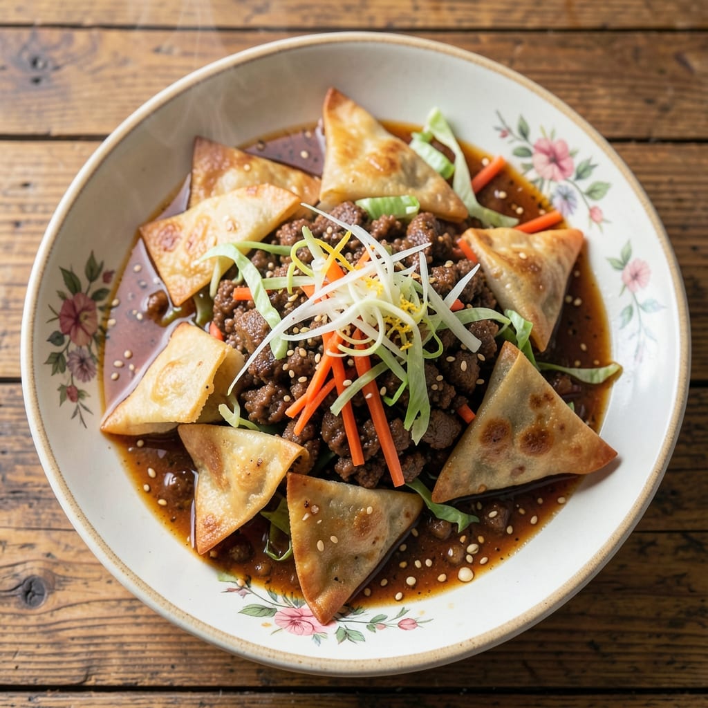 Bobby Flay's Egg Roll in a Bowl Recipe: Wonton-Crusted Comfort with Silky Scrambled Centers