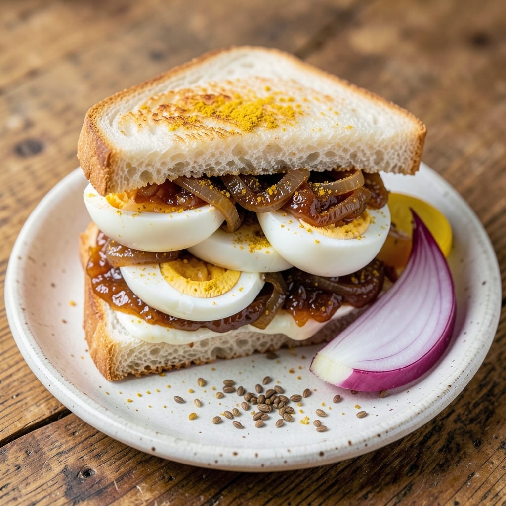Boiled Egg Sandwiches Recipe Indian Style: Spiced Masala Onion Crunch in 10 Minutes