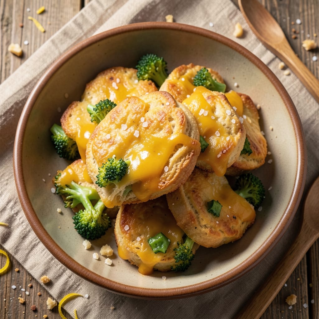 Broccoli Cheddar Egg Biscuits Recipe: Crispy Top, Melty Cheese Rivers