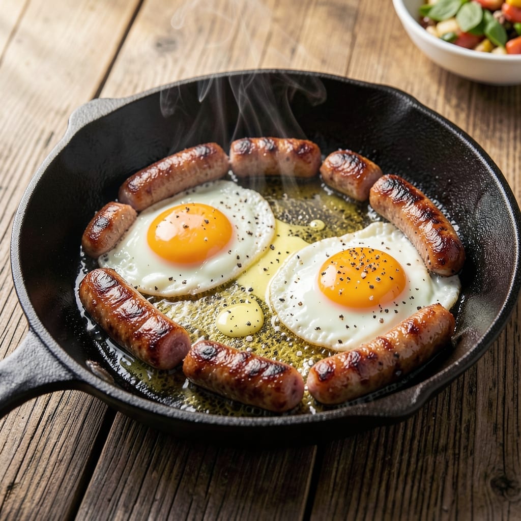 Breakfast Sausage and Eggs Recipe: Skillet-Perfect Pair With Crispy Bits