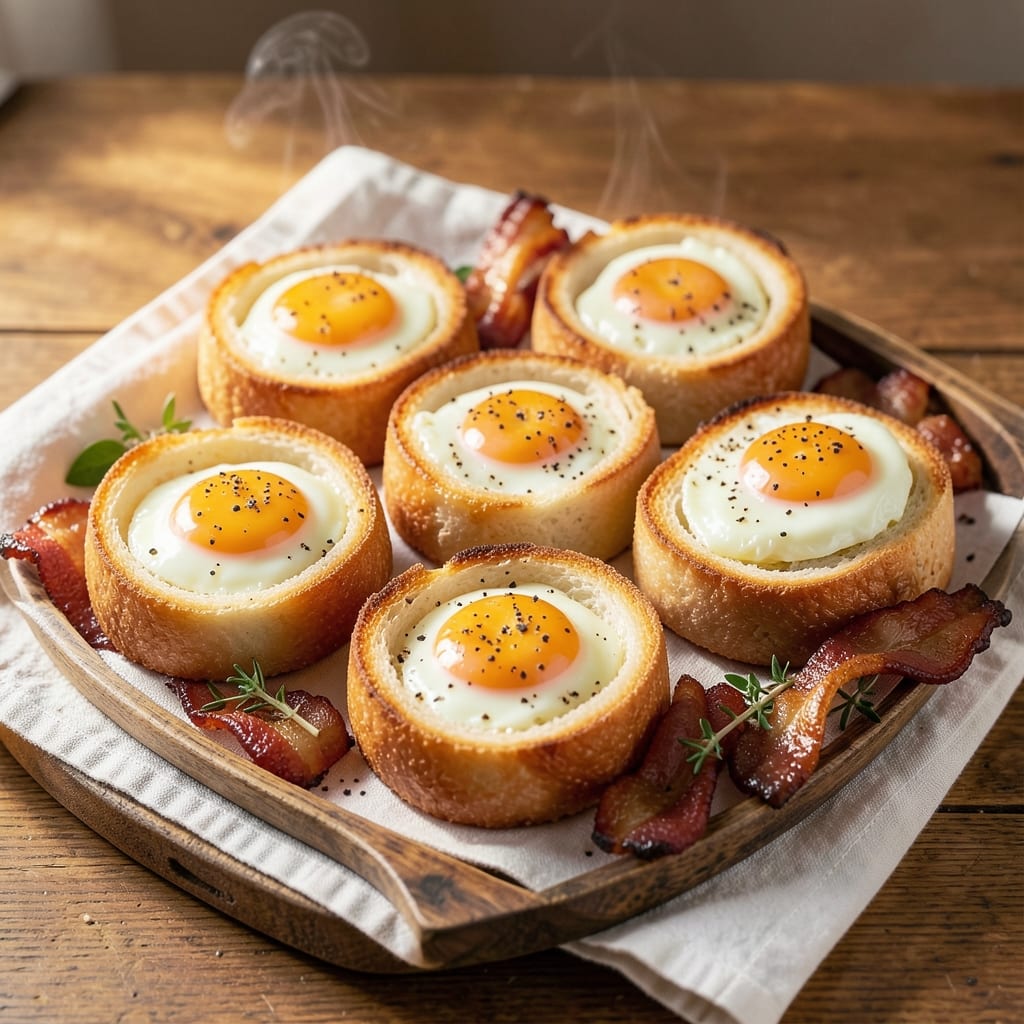 Bacon Egg and Toast Cups Recipe: Crispy Edges, Runny Yolk Rivers