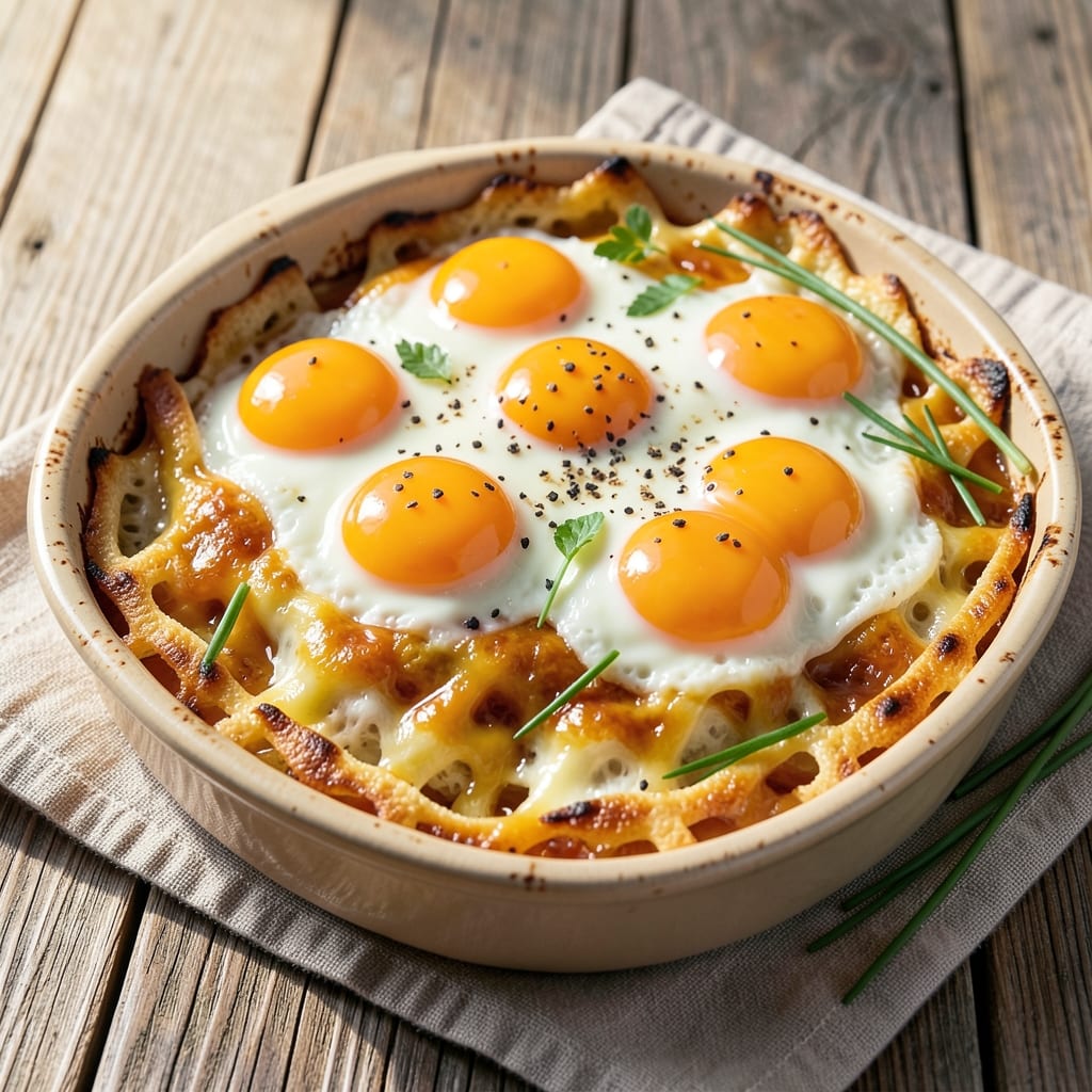 Delicious Egg Bake Recipe: Cheesy Crust With Runny Yolk Rivers