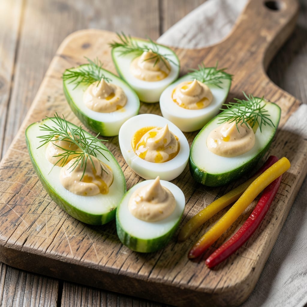 Deviled Egg Pickle Boat Recipe: Crunchy Cucumber Cups With Silky Yolk Filling